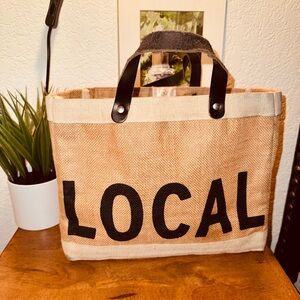LOCAL Jute Tote Bag with Black Handles
